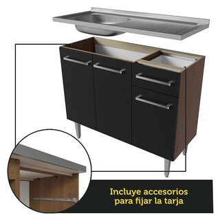 Foto 5 | Foto 5 | Gabinete de Cocina Integral Compacta Madesa Emilly Rústico y Negro 11 con Fregadero 169 cm