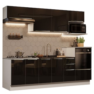 Foto 2 | Foto 2 | Gabinete de Cocina Integral Completa Madesa Lux Blanco y 07 Negro 260 cm