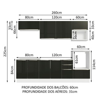 Foto 3 | Foto 3 | Gabinete de Cocina Integral Completa Madesa Lux Blanco y 07 Negro 260 cm