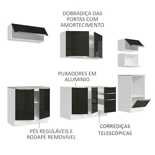 Foto 4 | Foto 4 | Gabinete de Cocina Integral Completa Madesa Lux Blanco y 07 Negro 260 cm