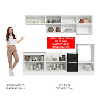 Foto 5 | Foto 5 | Gabinete de Cocina Integral Completa Madesa Lux Blanco y 07 Negro 260 cm