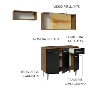 Foto 4 | Foto 4 | Alacena de Cocina Integral Compacta Madesa Emilly Rustic y 04 Negro 165 cm