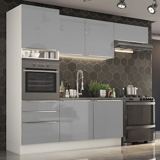 Foto 1 | Foto 1 | Madesa Gabinete De Cocina Integral Completa 260 Cm Lux Blanco/gris 03