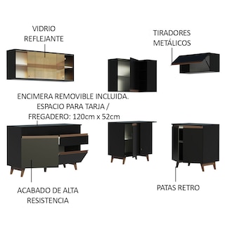 Foto 4 | Foto 4 | Cocina Integral de Esquinero Madesa Reims Negro 332cm