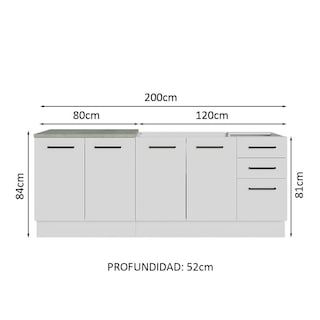 Foto 3 | Foto 3 | Mueble de Cocina Agata Blanco con Tarja de Acero Inoxidable 200cm