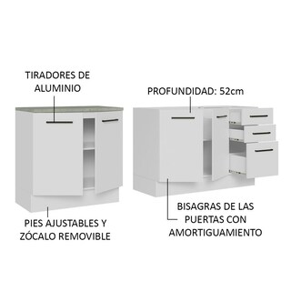 Foto 4 | Foto 4 | Mueble de Cocina Agata Blanco con Tarja de Acero Inoxidable 200cm