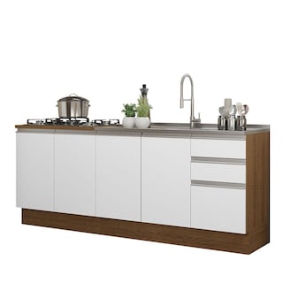 Foto 1 | Foto 1 | Mueble De Cocina 200 cm Con Tarja Glamy Marrón/Blanco