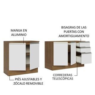 Foto 4 | Foto 4 | Mueble De Cocina 200 cm Con Tarja Glamy Marrón/Blanco