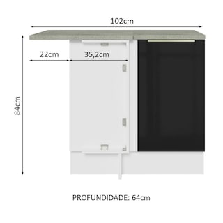 Foto 2 | Foto 2 | Gabinete Bajo Esquina Cocina Madesa Lux 80cm Con Encimera Bn