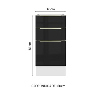 Foto 2 | Foto 2 | Gabinete Bajo Cocina Madesa Lux 3 Cajones 40cm Y Encimera Bn