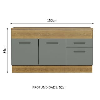 Foto 3 | Foto 3 | Gabinete Bajo Cocina Madesa Agata 150cm Con Encimera Mg