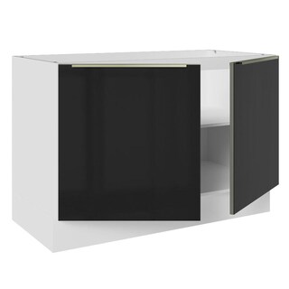 Foto 6 | Foto 6 | Madesa Gabinete Bajo De Cocina Para Fregadero 120 Cm 2 Puertas (sin Encimera) Lux Blanco/negro