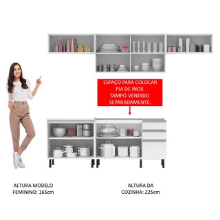Foto 5 | Foto 5 | Madesa Gabinete De Cocina Completa Con Armario Y Mostrador (sin Tablero Y Fregadero) Mariana Blanco