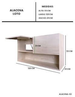 Foto 7 | Foto 7 | Gabinete Alacena Superior Minimalista Con Puertas Y Estantes Loto