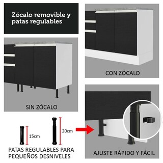 Foto 8 | Foto 8 | Gabinete Bajo Cocina Madesa Glamy 80cm Con Encimera Bn