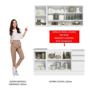 Foto 5 | Foto 5 | Cocina Integral Madesa Glamy sin Mesón de Acero con 160 Cm