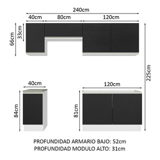 Foto 3 | Foto 3 | Armario de Cocina Completo Glamy Madesa GRGL24001073 color Negro