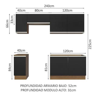 Foto 3 | Foto 3 | Armario de Cocina Completo Glamy Madesa GRGL2400107K color Negro