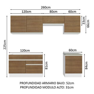 Foto 3 | Foto 3 | Armario de Cocina Completo Glamy Madesa GRGL2600059B color Marrón