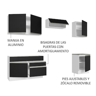 Foto 4 | Foto 4 | Armario de Cocina Completo Glamy Madesa GRGL26000473 color Negro