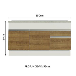 Foto 3 | Foto 3 | Mueble de Cocina Madesa Glamy 150 cm Mostrador para Fregadero con Encimera