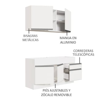 Foto 4 | Foto 4 | Cocina Compacta Madesa GRGL15000209 color Blanco 2 Piezas