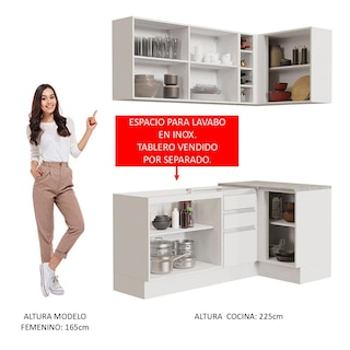 Foto 5 | Foto 5 | Cocina Integral Esquinera Madesa Glamy 269 cm color Blanco