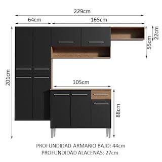 Foto 4 | Foto 4 | Armario Cocina Completo 229cm Emilly Fit Madesa 03 Negro
