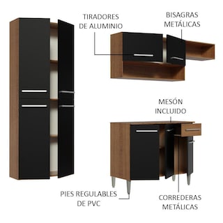 Foto 5 | Foto 5 | Armario Cocina Completo 229cm Emilly Fit Madesa 03 Negro