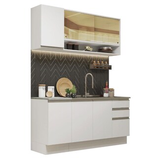 Foto 1 | Foto 1 | Cocina Integral Madesa Glamy GRGL16000409 color Blanco con Mesón de Acero de 160 CM
