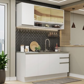 Foto 2 | Foto 2 | Cocina Integral Madesa Glamy GRGL16000409 color Blanco con Mesón de Acero de 160 CM