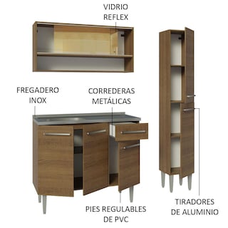 Foto 4 | Foto 4 | Mueble de Cocina Compacta Madesa 137 cm con Mesón de Acero Emilly