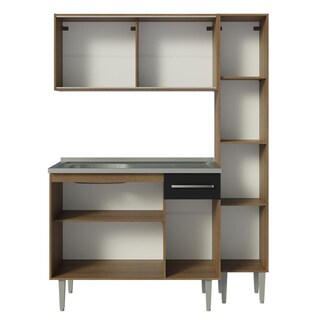 Foto 6 | Foto 6 | Mueble de Cocina Compacta Emilly Madesa 137 cm con Mesón de Acero Marrón y Negro 08