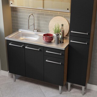 Foto 7 | Foto 7 | Mueble de Cocina Compacta Emilly Madesa 137 cm con Mesón de Acero Marrón y Negro 08