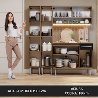 Foto 5 | Foto 5 | Mueble de Cocina Compacta Emilly Madesa 169 cm sin Mesón de Acero Marrón y Negro 13