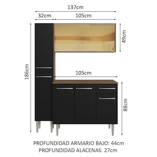 Foto 3 | Foto 3 | Cocina Integral Madesa Negro de 137 Cm
