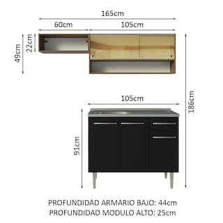 Foto 3 | Foto 3 | Cocina Integral Madesa Negro de 165 Cm
