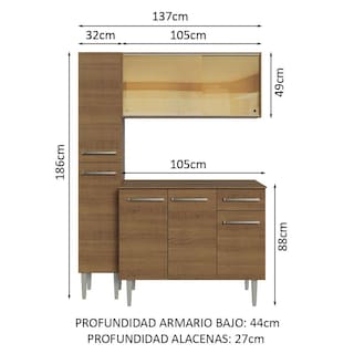 Foto 3 | Foto 3 | Cocina Integral Madesa Marrón de 137 Cm