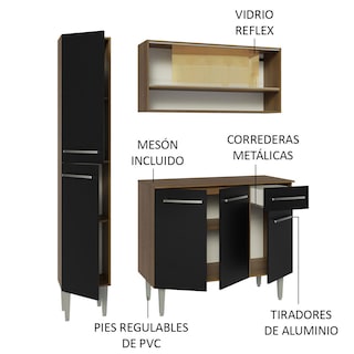 Foto 4 | Foto 4 | Mueble de Cocina Compacta Madesa 3 Piezas 137 cm sin Mesón de Acero