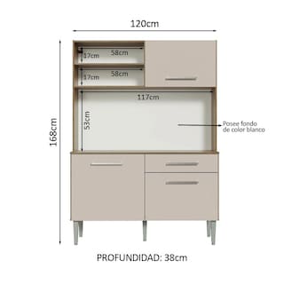 Foto 3 | Foto 3 | Mueble para Cocina Madesa Marrón 120 Cm