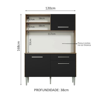 Foto 4 | Foto 4 | Mueble de Cocina Madesa Compacto 120 cm Marrón y Negro Life