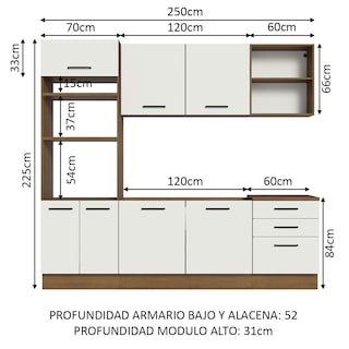 Foto 3 | Foto 3 | Cocina Integral 250 cm Agata Madesa 01 Marrón
