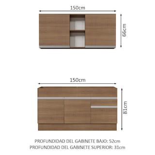 Foto 3 | Foto 3 | Cocina Integral Madesa Glamy Marrón 120 Cm