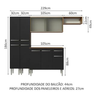 Foto 3 | Foto 3 | Cocina Integral 229cm Marrón/negro Emilly Madesa 08