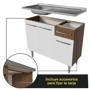 Foto 5 | Foto 5 | Cocina Integral 293cm Con Fregadero Emilly Madesa 08 - Marron/blanco