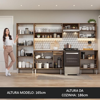 Foto 6 | Foto 6 | Cocina Integral 293cm Con Fregadero Emilly Madesa 08 - Marron/blanco