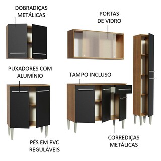 Foto 4 | Foto 4 | Cocina Integral 201cm Marrón/negro Emilly Fast Madesa 02