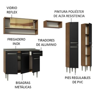 Foto 4 | Foto 4 | Cocina Integral Emilly Madesa 229 cm con Fregadero