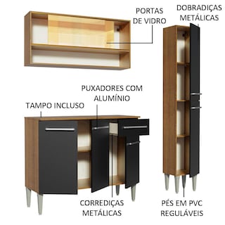 Foto 4 | Foto 4 | Cocina Integral 137cm Marrón/negro Emilly Art Madesa 04