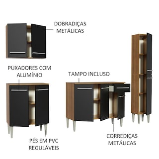 Foto 4 | Foto 4 | Cocina Integral 201cm Marrón/Negro Emilly Sing Madesa 01
